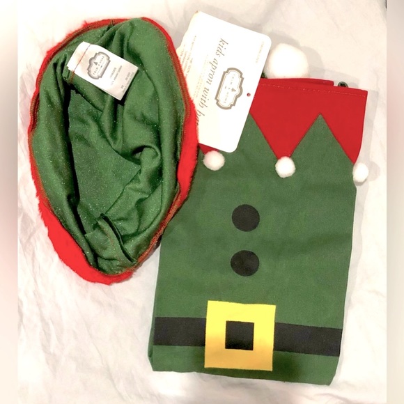 🎅🏻TRIM A HOME Kids Holiday Apron with Hat green and red size OS NWT - Picture 5 of 9